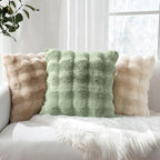MIULEE Pack of 2 Decorative Pillow Covers Thick Soft Plush Faux Fur Throw Pillows Luxury Home Decor for Couch Bedroom Living Room Sofa,20x20 Inch Sage Green