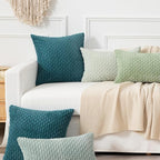 Kevin Textile Throw Pillow Covers Soft Corduroy Decorative Set of 2 Boho Striped Pillow Covers Pillowcases Farmhouse Home Decor for Couch Bed Sofa Living Room 18x18 Inch Teal Blue
