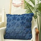GEEORY 4TH of July Stars Soft Plush Pillow Covers, 16 x 16 Inch Set of 2, Fluffy Faux Fur Wool Decorative Farmhouse Cushion Case for Sofa Home Decoration Blue Little Star GC028-16