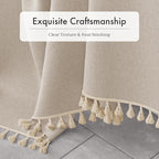AmazerBath Farmhouse Shower Curtains for Bathroom, Tan Shower Curtain with Tassels, Taupe Rustic Faux Linen Shower Curtain Set with 12 Hooks, 72x72 Inches