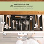 KitchenEdge Premium Silverware, Flatware and Utensil Organizer for Kitchen Drawers, Food-Safe Contract Grade, Expandable from 18 to 33 In, Black Bamboo