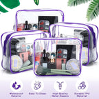 Weewooday 12 Pieces Clear Makeup Bags Cosmetic Storage Bags PVC Zipper Pouches Travel Waterproof Makeup Plastic Case for Women Organizing Toiletries Traveling Bathroom(Large,Purple)