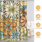 Aimego Long Boho Shower Curtain - Chic Floral Bohemian Mandala Gypsy Flowers Fabric Cloth Shower Curtain Set with 12 Hooks for Adults Bathroom Decor Accessories Bathtub Curtain, 72"x78"