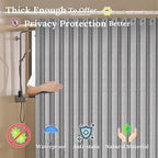 South to East Waterproof Shower Curtain, Heavy Duty Magnetic Folding Linen Shower Curtain, Non-Toxic, 72x72 Magnetic Fabric Bathroom Curtain Sets, Grey