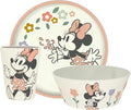 Zak Designs Disney Kids Dinnerware Set 3 Pieces, Durable and Sustainable Melamine Bamboo Plate, Bowl, and Tumbler are Perfect For Dinner Time With Family (Minnie Mouse)