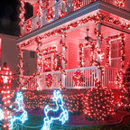 250 LED Red String Lights Outdoor, 82ft Red Christmas Lights 8 Modes Clear Wire, Plug in Waterproof Fairy String Light for Bedroom Christmas Decorations