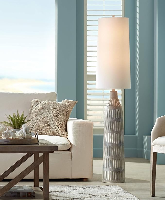 pacificcoastlighting Stonewall 66.5" Hand Carved Resin Floor Lamp in Natural