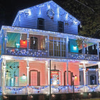 Vivideal 300 LED Christmas Lights Outdoor, 100ft Christmas String Lights 8 Modes Plug in Waterproof Fairy Lights with Timer Memory for Indoor Outside Bedroom Home Party Decoration, Blue&White