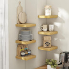 Floating Shelves for Wall with Invisible Brackets, Wall Mounted Engineered Wood Shelves with Wood Grain for Living Room, Bedroom, Bathroom, Kitchen Decor and Storage, Oak, 8"L Set of 3, Oak
