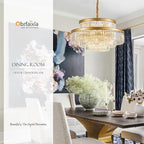 31.5" 18-Light Modern Crystal Chandelier Light Fixture Large 4-Tier Gold Luxury Glam Chandeliers for Dining Room Round Hanging Pendant Lighting for Living Room Kitchen Bedroom Foyer Lobby