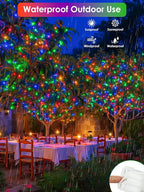 RGB Color Changing 33Ft 100LED Christmas Fairy Lights Battery Operated, Waterproof String Lights USB Powered with Timer for Indoor & Outdoor,18 Colors and Multicolor for Girl's Bedroom Christmas Decor