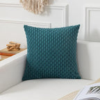 Kevin Textile Throw Pillow Covers Soft Corduroy Decorative Set of 2 Boho Striped Pillow Covers Pillowcases Farmhouse Home Decor for Couch Bed Sofa Living Room 16x16 Inch Teal Blue