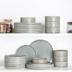 TheTerra Ceramic Dinnerware Sets for 6, 18 Pieces Porcelain Lightweight Plates and Bowls Sets, Scratch Resistant Dish Set, Oven & Microwave & Dishwasher Safe, Desert Sage