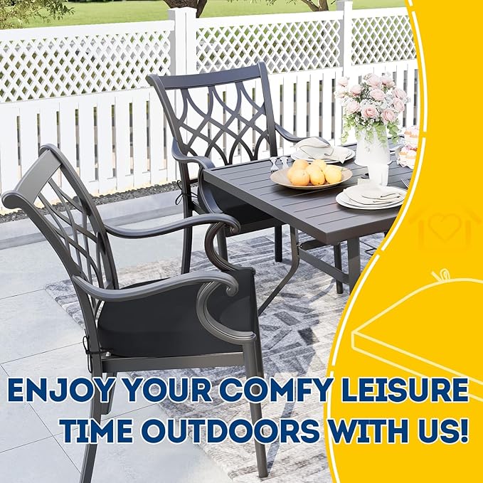 AAAAAcessories Outdoor Seat Cushions for Chairs, Waterproof, Fade-Resistant Patio Furniture Replacement Cushions, 17" x 16" x 2", Set of 4, Black