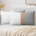 Adabana Stripe Pillow Covers 12x20 Set of 2 Square Patchwork Linen Decorative Lumbar Throw Pillow Covers Modern Farmhouse Decor Pollowcases for Couch Bedroom,White Stripe-1