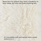 AmHoo Pack of 2 Throw Pillow Covers 3D Dense Faux Rabbit Fur Cozy Super Soft Fuzzy Set Case Cushion for Couch Sofa Bedroom 12 x 20-Inch Cream White