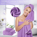 32PCS Bathroom Accessories Set Bathroom Set,Purple Shower Curtain Set,Bath Towel Set,Hand Towel,Toilet Brush,Trash Can & 3PCS Soap Dispenser