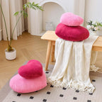 Peach Pink Heart Pillows, Cute Heart Decorative Pillow, Heart Shaped Throw Pillows for Bed, Faux Rabbit Fur Plush Hoom Decor Pillow Cushion for Chair Sofa Living Room (Large-19.6"x15.7")