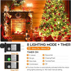 Extra Long 132FT Christmas Decorative Mini Lights, 400 LED Green Wire Fairy Starry String Lights Plug in, Timer & Memory & 8 Modes, for Indoor Outdoor Xmas Tree Wedding Party Decoration,Warm White