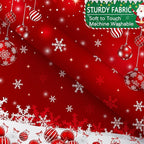 Red Christmas Shower Curtain Set, Merry Christmas Ball Winter Snowflakes Glitter Sparkle Shower Curtain for Bathroom Xmas Holiday Decor, Durable Fabric Machine Washable with Hooks, 72 x 72 Inches