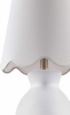 BoutiqueRugs Liliac Boho Ceramic Bedside Table Lamp for Bedroom Nightstand - End Side Lighting for Living Room - Shade Cotton - White - 15" H
