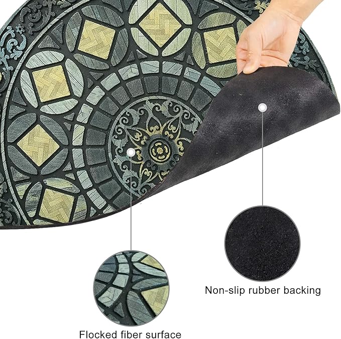 CHICHIC Entrance Door Mat Large 18 x 30 Inch Entry Way Doormat Front Door Rugs Outdoors Heavy Duty Welcome Mat Non Slip Rubber Back Low Profile for Garage, Patio, High Traffic Area, Grey Teal