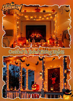 Brightown 4 Pack Solar Halloween Lights, Total 184FT 480 LED Solar String Lights Outdoor Waterproof Black Wire with 8 Modes, Solar Fairy Light for Garden Yard Patio Party Decors, Orange