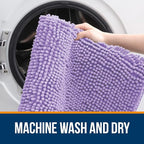 OLANLY Bathroom Rugs 59x24, Extra Soft Absorbent Chenille Bath Rugs, Rubber Backing Quick Dry, Machine Washable Bath Mats for Bathroom Floor, Tub and Shower, Home Decor Accessories, Lavender