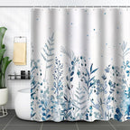 Blue Eucalyptus Leaves Shower Curtain Watercolor Leaves Plant with Floral Shower Curtains for Bathroom Waterproof Polyester Fabric Bath Curtain 72 x 72 Inch with 12 Hooks