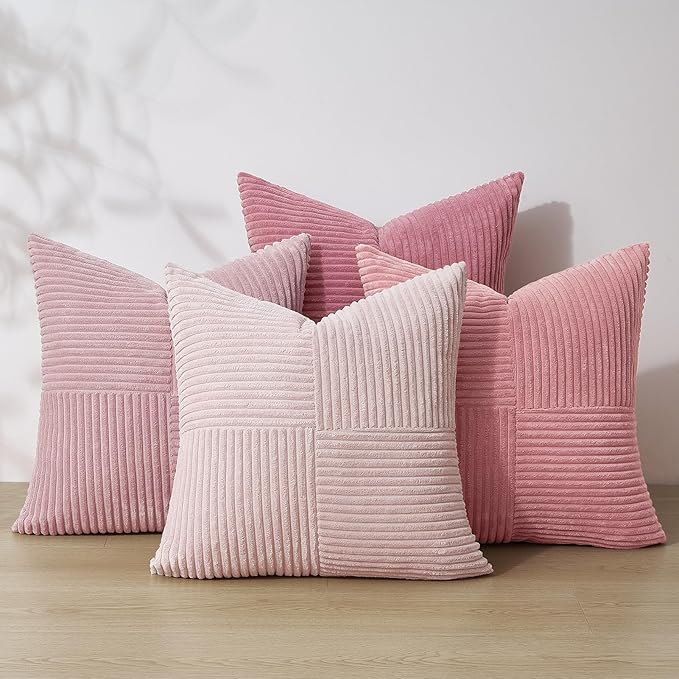 Topfinel Dustypink Throw Pillow Covers 16x16 Set of 4,Boho Double-Sides Design Decorative Throw Pillow Covers,Light Pink Cushion Cases for Couch Living Room Bedroom and Sofa(40 * 40 cm)