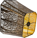 Rectangle Large Metal Lampshade Forest Etching Forest Lamp Shade Pattern Fits For Table Lamps And Floor Lamps Spider Fitter (8+6)" Top x (13.8+8)" Bottom x 11" High