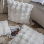 Neelvin Cream White Faux Fur Cozy Soft Double-Sided Decorative Throw Pillow Covers 12x20 inch Set of 2,Velvet Pillowcase Cushion Case for Sofa Couch
