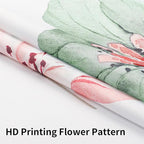 QiyI Flower Shower Curtain with Snap in Liner, Sage Green and Pink Watercolor Floral Cloth Bath Curtains, No Hook Shower Curtains with Mesh Top Window, Waterproof Bathroom Curtain Set, 72 x 81 Inch
