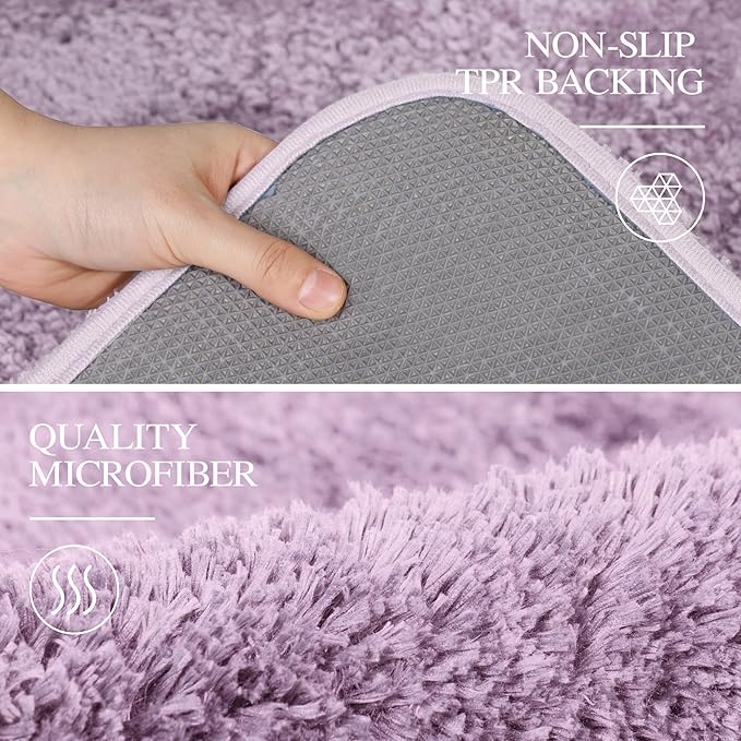 Walensee Large Bathroom Rug (24 x 36, Lavender) Extra Soft and Absorbent Shaggy Bath Mat Machine Washable Microfiber Non Slip Luxury Floor Mat