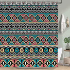Boho Shower Curtain for Bathroom Bohemian Stripe Cute Shower Curtains Fabric Colorful Cloth Shower Curtain Modern Bathroom Waterproof Hooks Included 72 x 72 Inch