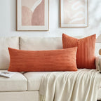 Fancy Homi Set of 2 Burnt Orange Fall Decorative Throw Pillow Covers 20x20 Inch for Couch Bed Sofa, Autumn Halloween Thanksgiving Home Decor, Soft Plush Corduroy Cute Aesthetic Cushion Case 50x50 cm