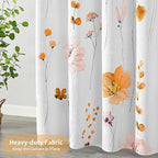 QIYI Watercolor Floral Shower Curtain, 3D Embossed Butterflies Orange Pink Flower Bathroom Curtain, Minimalist White Cloth Bath Curtain, Waterproof Fabric Textured Shower Curtain Set with Hooks, 72x72