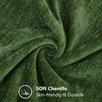 decorUhome Chenille Moss Green Fall Throw Pillow Covers 22x22 Inch Set of 2, Decorative Soft Couch Pillow Covers Solid Dyed Accent Velvet Farmhouse Neutral Square Christmas Pillow Cases for Sofa