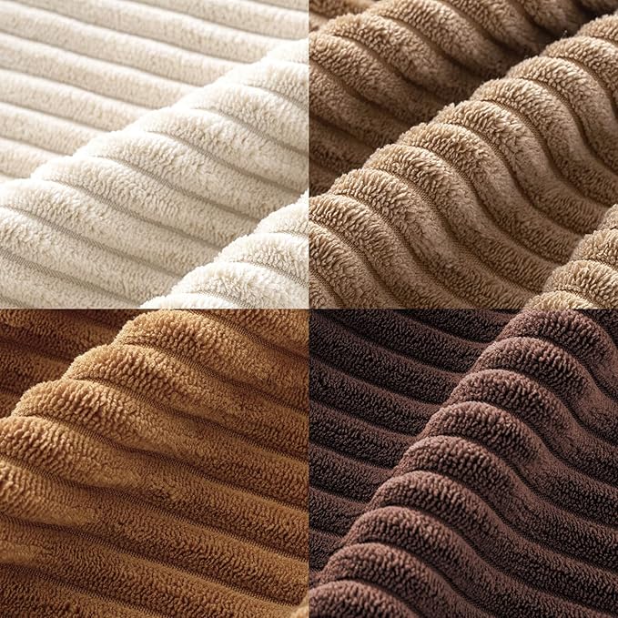 MIULEE Boho Farmhouse Fall Throw Pillow Covers 20x20 Inch Set of 4 Rustic Mordern Neutral Cushion Covers Soft Corduroy Nordic Home Decor for Couch Bed Sofa Living Room Brown