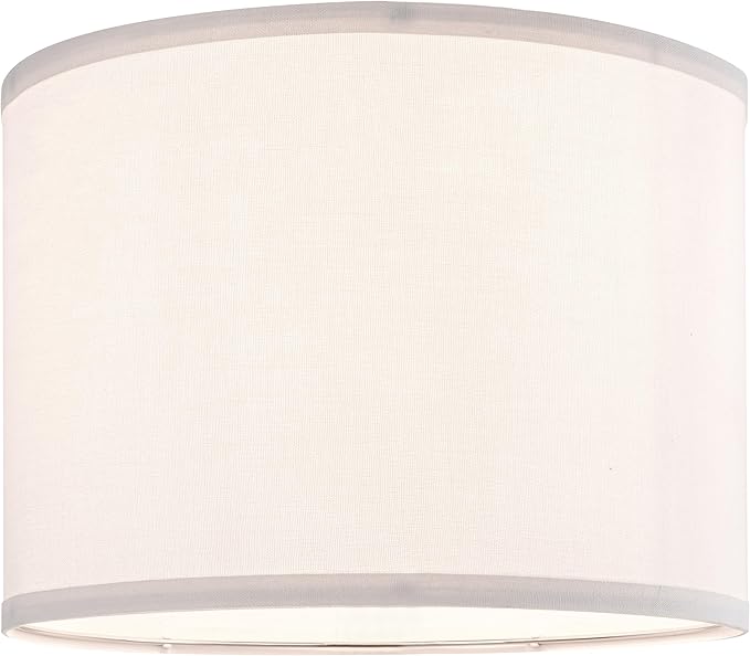 PAPAYA Set of 2 Cream White Lamp Shades Large Durm Lampshades 16" Top x 16" Bottom x 12" High (Spider）Modern Lampshade for Table and Bedside Lamp