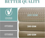 Khaki No Hook Waffle Weave Shower Curtain with snap-in Liner Replacement, 230GSM Waterproof Fabric Hotel Shower Curtain Set for Bathroom, Through Mesh Top Window,71Wx80H