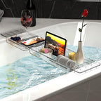 Expandable Bathtub Tray,Clear Plastic Anti-Slip Bath Tub Shelf Caddy Tray,Luxury Bathtub & Bathroom Accessories for Relaxing Spa,Suitable for bathtubs with an Internal Width of up to 29.5 inch