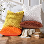 decorUhome Throw Pillow Covers 16x16 Inch Set of 2, Soft Plush Decorative Faux Fur Cream White Solid Couch Pillow Covers, Accent Farmhouse Neutral Square Euro Pillow Cases for Sofa Bed Living Room