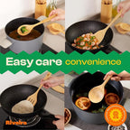 Riveira Natural Bamboo Wooden Cooking Utensils Set of 9 Premium Quality Non-Toxic Wooden Spoons and Spatulas for Cooking