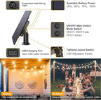 Mlambert 2 Pack Each 48FT 3-Color in 1 Solar String Lights Outdoor, Dimmable Patio Lights with Remote, 30+5 Waterproof LED Bulbs for Cafe Bistro Yard