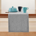 Solino Home Linen Oyster Grey Table Runner 36 Inches - Milan Hemstitch, 100% Pure Linen Coffee Table Runner 14 x 36 Inch Ideal for Dresser Tables - Fall, Halloween, Thanksgiving, Christmas, Holiday