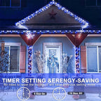 120 LED Blue White Christmas Lights Outdoor, 40ft Clear Wire Christmas Tree Lights 8 Modes, Plug in Waterproof Twinkle Fairy Lights for Indoor Christmas Bedroom Tree Decorations