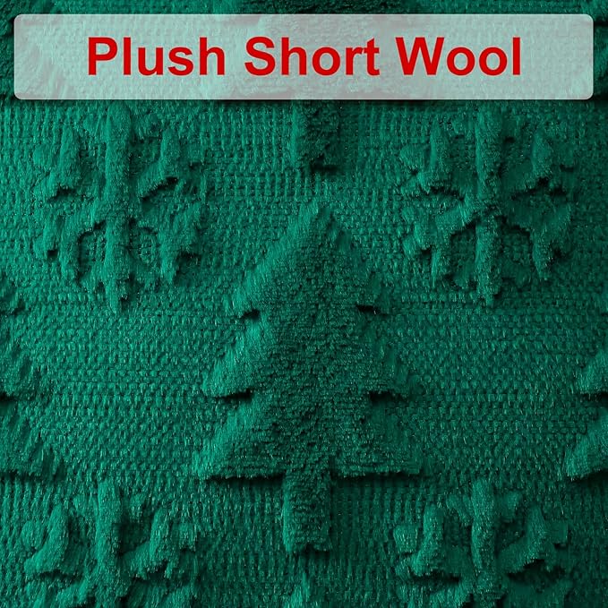 OTOSTAR Set of 2 Xmas Soft Plush Short Wool Velvet Decorative Throw Pillow Covers Square Luxury Style Cushion Case Pillow Shell for Sofa Bedroom Tree and Snowflake Green, 12x12 Inch