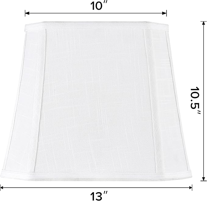 GO&SO 2 Pack White Linen Lamp Shades Square Cut Corners, 10"Top × 13" Bottom × 10.5" High(Spider) Medium Lampshade Replacement for Table Lamp & Floor Lamps Modern,Transitional Style, Easy Assembly