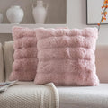 Neelvin Pink Faux Fur Cozy Soft Double-Sided Decorative Throw Pillow Covers 24x24 inch Set of 2,Velvet Pillowcase Cushion Case for Sofa Couch